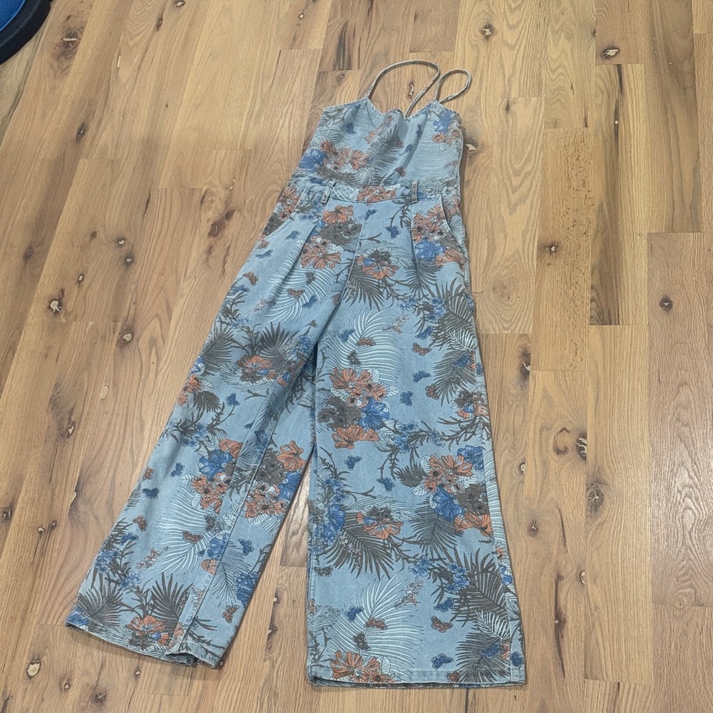 Molly Bracken Blue and Orange Floral Jumpsuit